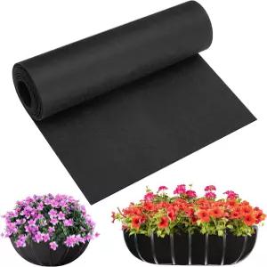 Adnee 78.7 x 14 인치 부직포 화분 라이너 롤-블랙 펠트 걸이 바구니 롤-패브릭 성장 매트 롤-마이크로그린