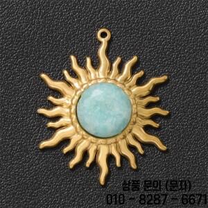 2개 25x30mm 골드 색상 태양 천연석 펜던트 라피스 라줄리 원석 참 장식 쥬얼리 제작 목걸이