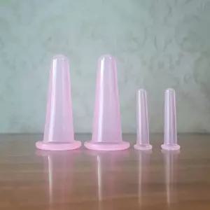 4PCS 실리콘 진공 부항 마사지 항아리 안티 셀룰 라이트 얼굴 흡입 컵 목 리프트 피부 긁기 미용 도구
