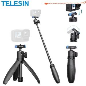 텔레신 셀카봉 삼각대 휴대용 퀵 릴리즈 알루미늄 합금 홀더 (고프로 13 DJI 액션 5pro 4 카메라 핸드 그립