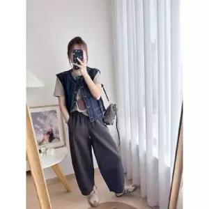 여자 데님 캐주얼 가을 데일룩 베스트 조끼 민소매 나시 위에 레이어드 톱 DAOL3
