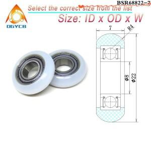 POM 코팅 라운드 롤러 BSR68822-7 플라스틱 베어링 휠 로잉 머신 가구 풀리 8 mm 보어 22 직경 4 개