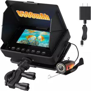 수중 낚시 카메라 98피트 케이블 8500mAh 배터리 3배 줌 6개의 흰색 및 적외선 LED가 장착된 4.3인치 HD