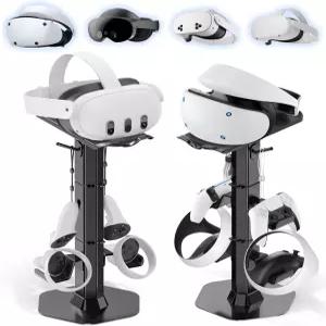 데스크용 VR 홀더 스탠드가 있는 커 폰 및 컨트롤러 PSVR2/메타 퀘스트용 범용 게이밍 셋 케이블 정리함이