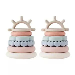 플레이맥스 아기 실리콘 링쌓기 컵쌓기 치발기 X2