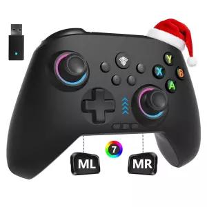 24G 무선 PC/스위치 컨트롤러 RGB 조명/프로그래밍 키/홀 진동 3모드 Windows Android Switch Steam TV용