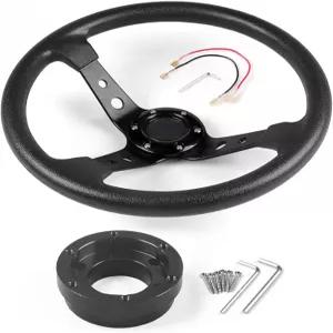 4인치 350mm 가죽 자동차 레이싱 스티어링 휠 블랙 어댑터 플레이트 PCD G29 G920 G923 게임용