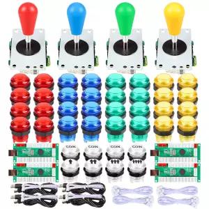 포시야 4인용 LED 아케이드 키트 타원 스타일 USB 인코더PC 게임 DIY 컨트롤러 배트 4가지 색상의 모든