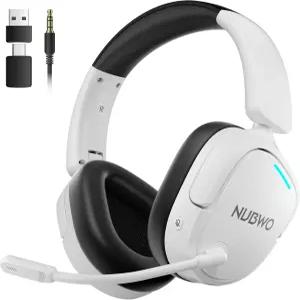 PC 용 NUBWO 게이밍 셋 무선 듀얼 24G 및 블루투스 동시 폰 EQ 사운드 모드 노이즈 캔슬링 마이크 50시간