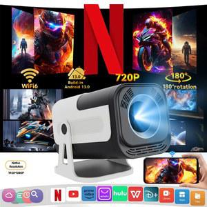 빔프로젝터 HY320 미니 프로젝터 4K 안드로이드 13 네이티브 720P 390 ANSI 루멘 듀얼 Wi Fi BT 1920 시네마 휴대용