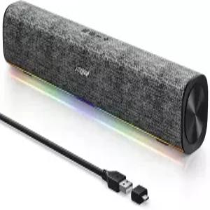 동적 LED 조명이 있는 SOULION R100 사운드바 USB-C 버튼이 스피커 PC 모니터용 앤 플레이 포함 노트북