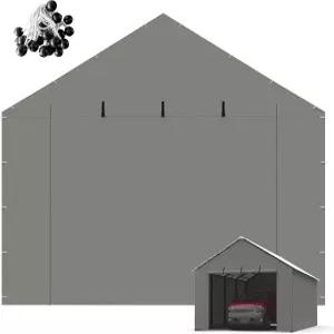 12x20피트 금속 카포트용 플로리 교체 측벽 헤비 듀티 PE 방수 UV 저항 번지 볼 및 스틸 로프 그레이로