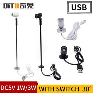 빔프로젝터 미니 LED 스포트라이트 1W 3W 쥬얼리 디스플레이 DC5V 스위치 USB 인터페이스 상점 캐비닛 인테리어 장식 데스크탑 포커스