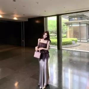 세군다 여자 조끼 캐주얼 도트 끈 나시 여름 민소매 아우터 슬리브리스 쉬폰 탑 퍼플 스커트J04Z24득템3 DOS2