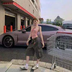 세군다 여자 조끼 캐주얼 레드 스트라이프 나시 여름 이너 스위트 숏 탑아우터 DOS2
