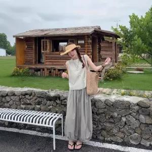 세군다 여자 조끼 캐주얼 레이스 나시 여름 빈티지 DOS2
