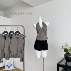 세군다 여자 조끼 캐주얼 에어 스트랩 끈 홀터넥 나시 얇은 톱 DOS1