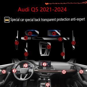아우디 Q5L 2021-2024 용 Tpu 투명 필름 자동차 인테리어 보호 스티커 센터 콘솔 네비게이션 도어 액세서리