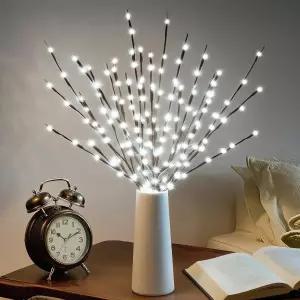 DK177 2팩 LED 브랜치 라이트 배터리 작동 20인치 인공 필러 가정용 30인치 파워 조명 버드나무 로맨틱
