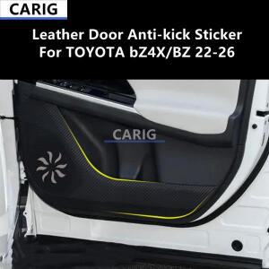 TOYOTA bZ4X/BZ 22-26 가죽 도어 안티 킥 스티커 수정 된 카본 패턴 인테리어 필름 액세서리