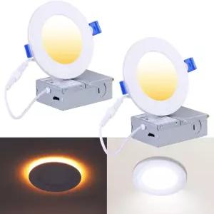 야간 조명이 있는 CycevSun 4인치 LED 오목 - 캔리스 초박형 웨이퍼 다운라이트 포트 실외 소핏 디밍 가능