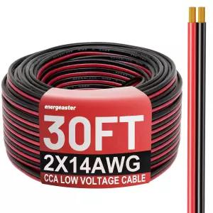 14 게이지 와이어 30FT 2개의 도체 전기 DC용 레드 AWG LED 케이블 스피커 알루미늄 블랙 구리 12V/24V