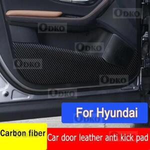 현대 Elantra 2021 용 사이드 도어 카본 패드 인테리어 스티커 자동차 스타일링 4pcs 안티 킥 필름