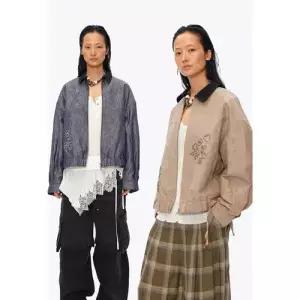 마킷5 여성 가을 코트 재킷 린넨 쇼트 집업 칼라 점퍼 블루종 끈 비즈 핸드메이드 자수 JEN3