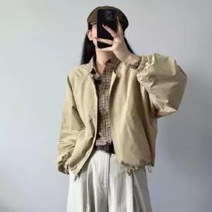 마킷5 여자 빈티지 가을 집업 쇼트 코트 블루종 라운드넥 점퍼 재킷 상의 JEN3