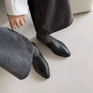 셉띠엠브레 오피스룩 빈티지 소가죽 스몰 구두 여자플랫슈즈 굵은 가죽 워싱 스틸레토 펌프스 굽 UNO1