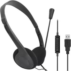 USB 컴퓨터 헤드셋 클리어 채팅 마이크가 있는 PC 헤드폰 비즈니스용 경량 온이어 유선 스카이프 웨비나