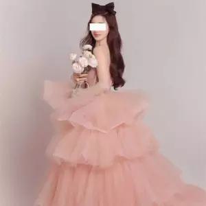 핑크드레스 연주회 파티복 핑크 이브닝 피로연 촬영