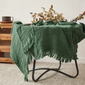 팔루카 코튼 머슬린 50x60 인치 침대용 담요 소파용 니트 직조 거즈 사계절용 부드럽고 가벼운 아늑한