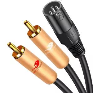 TIEDXIOY 6.6피트 XLR에서 2개의 RCA Y 스플리터 케이블 듀얼 마이크 스피커 콘덴서 믹서 AMP용 남성