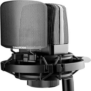 34mm 대형 금도금 다이어프램이 장착된 TAKSTAR XLR 콘덴서 마이크 쇼크 마운트가 노래 스튜디오 방송 무대