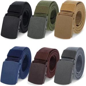 보후이즈 6 PCS 남성/여성용 전술 나일론 웨빙 캔버스 벨트 군용 야외 하이킹 캐주얼 헤비 듀티 허리