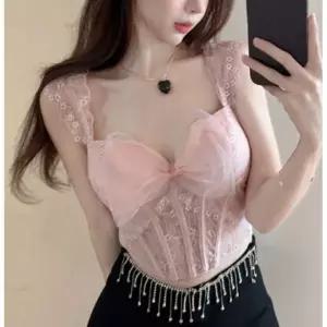 [하프클럽/]여성 레이스 리본 크롭탑 1P 슬림핏 탱크탑 끈나시