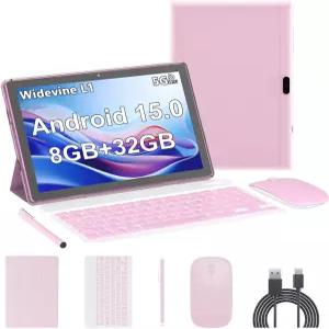 Android 15 태블릿 10인치 8GB RAM+32GB ROM/2TB 확장형 키보드 케이스 포함 1개 중 2개 1280x800 IPS