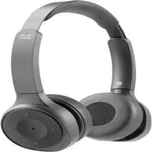 Cisco 헤드셋 730 케이스 포함 무선 듀얼 온이어 블루투스 USB-A HD 어댑터 및 3.5mm 케이블 충전 스탠드