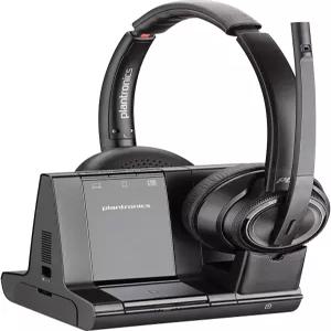 Plantronics SAVI 8200 시리즈 W8220-M 무선 DECT 헤드셋 시스템 비즈니스용 Skype 인증 블랙