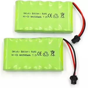 Gecoty 7.2V RC 배터리 1500mAh Ni-Cd 충전식 6셀 AA 팩 트럭 건설 차량 굴착기 전기 장난감용 SM 2P