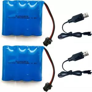 글소스 2팩 4.8V 1000mAh Ni-CD 배터리 1/18 RC 트럭용 AA700mAh 교체 락 오프로드 사륜 경주용 자동차