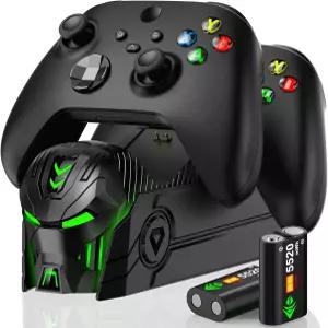 Xbox Series X/S/One/X/S Elite와 호환되는 2X 5520mWh 배터리 팩이 장착된 충전식 컨트롤러 충전기