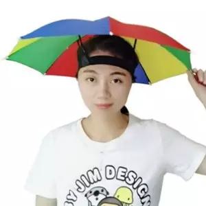 [하프클럽/]레인보우 머리 쓰는 우산 레저용 무지개 우산 모자 야외용 양산