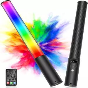 RGB 비디오 라이트 완드 리모컨이 있는 휴대용 멀티 컬러 LED 튜브 스틱 디밍 가능한 2500K-650K CRI97 풀