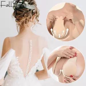FallSweet 1 쌍 여성용 보이지 않는 접착 브래지어 토끼 커버 재사용 가능한 끈적 자체 실리콘 푸시 업