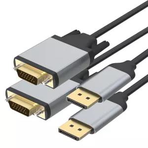 디스플레이포트VGA 케이블 3피트 2팩 DP 어댑터 남성 대 모니터 컴퓨터 TV 프로젝터용 금도금 코드