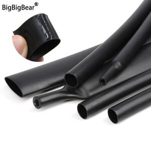 110m 3:1 열수축 튜브 포함 1.6  50mm 검정색 이중벽 접착성 폴리올레핀 슬리브 라이닝 와이어 케이블 보호