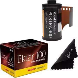 프리미엄 발벨리 극세사 천으로 번들링된 35mm 필름 카메라용 코닥 초상화 400 및 에크타르 100 2팩 36exp