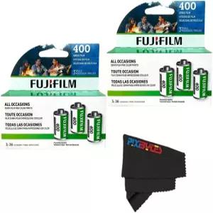 후지필름 후지컬러 400/200 ISO 35mm 필름 3팩 각 36회 노출 PixiBytes 극세사 클리닝 천 네거티브 속도